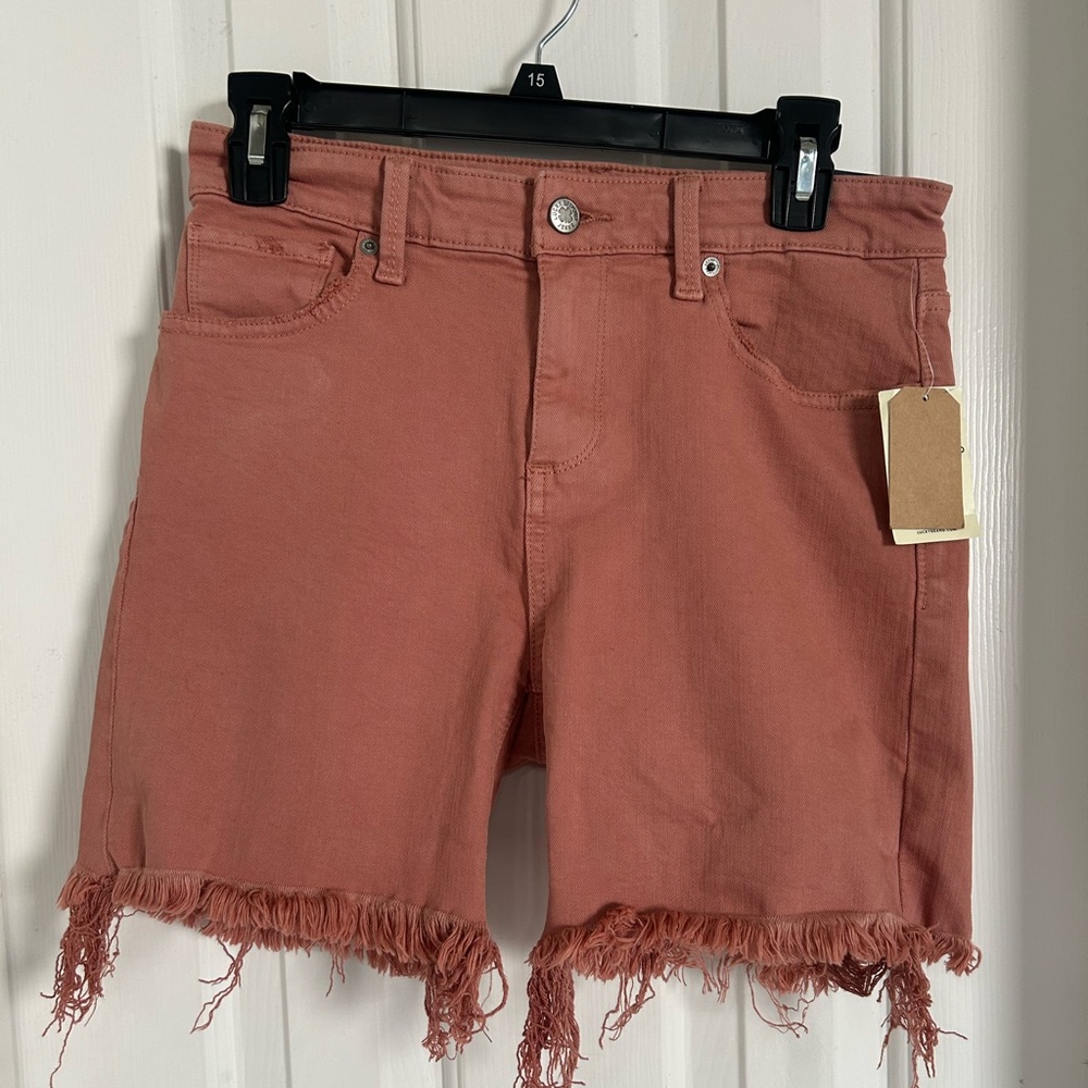 Lucky Brand Ava Frayed Hem Jean Shorts - Dusty Rose